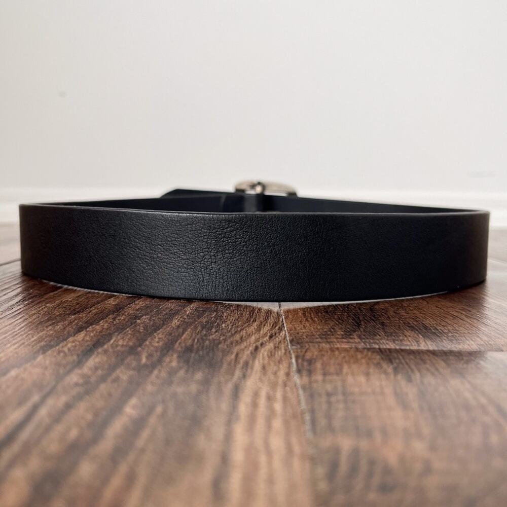 VTG Ralph Lauren Polo Leather Belt Y2K Hinge Buckle Edgy Womens Size Small Black - Picture 2 of 16
